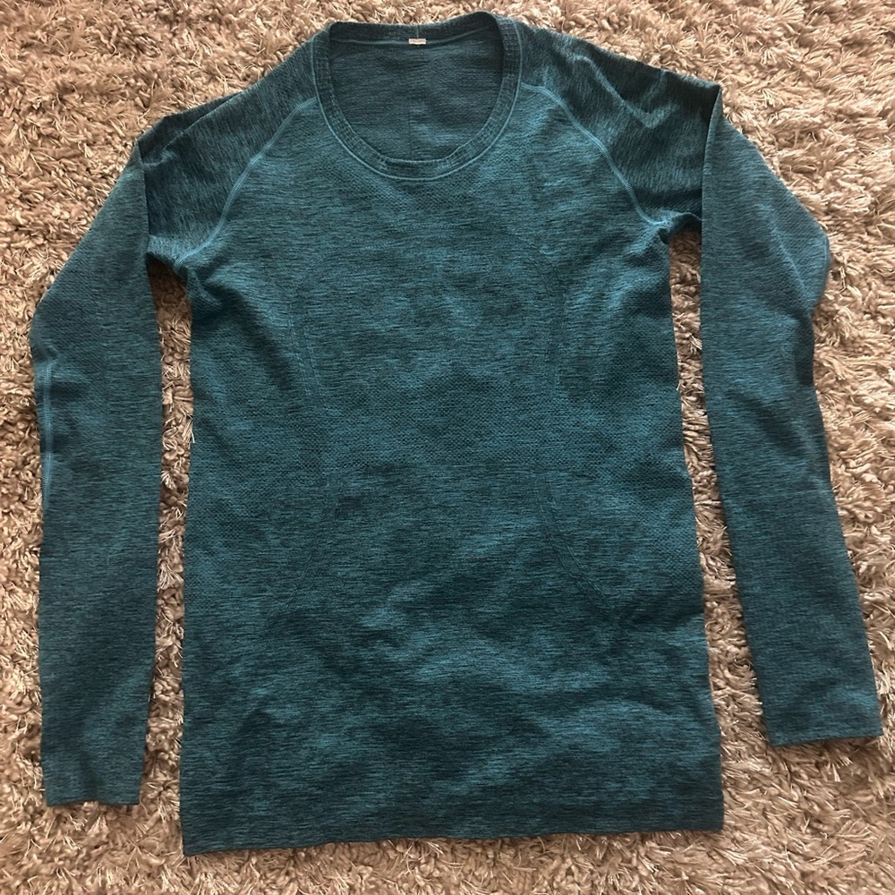 Lululemon Swiftly Tech Long Sleeve  Green Shirt Size 10